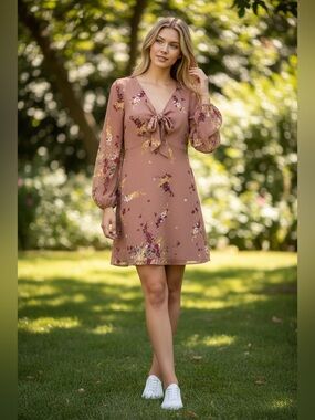 Maurices Floral Tie-Front Dress — Size Small (EUC)